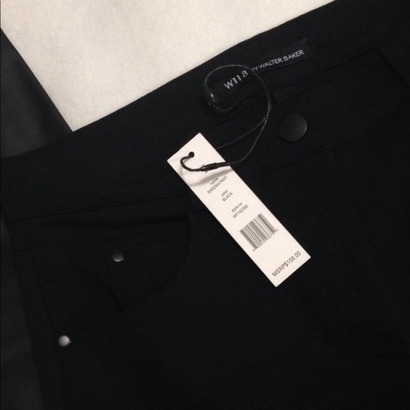 Walter Baker Pants Biker Skinny Fit Black Chaps style Vegan Leather W118 Small - Picture 8 of 8